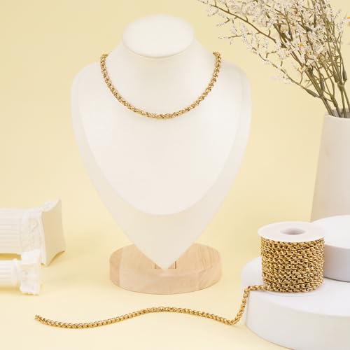 Jabogrii 16.4 Feet Gold Stainless Steel Jewelry Making Chain Bulk Craft Twisted Chain on Spool with Lobster Clasps and Jump Rings for Jewelry Making - color: Twisted Gold