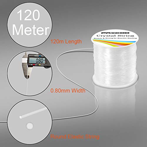 Paxcoo 0.8mm Elastic String, Stretchy Bracelet String Crystal String Bead Cord for Bracelet, Beading and Jewelry Making (120 m) - style: 1 Pack Crystal Clear