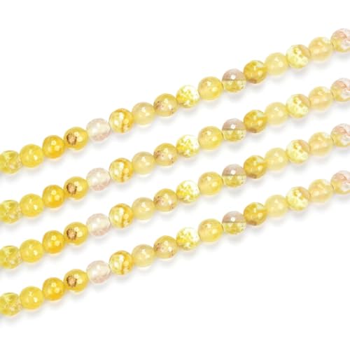90pcs Adabele Natural Faceted Yellow Fire Agate Healing Gemstone 4mm (0.16 Inch) Small Round Loose Beads Gem Stone Spacer for DIY Craft Jewelry Making GH3-4 - color: Faceted Yellow Fire Agate, size: 4mm (90pcs/1 Strand)