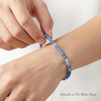 Angelstones Natural Gemstone Small Beaded Stretch Bracelet, 4mm Faceted Round Beads, Crystal Healing Bracelet for Women - color: Blue Aventurine