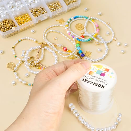 Homepal 1mm Elastic String for Bracelets, Clear Elastic String Elastic Cord for Jewelry Making, Crystal Jewelry String for Bracelets, Necklaces, Beading and Crafts 100m/roll