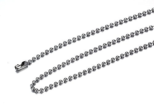 Titanium Stainless Steel Small Beads Ball Chain Necklace for Men Women 24-38 Inches Silver Black Gold - color: Silver, 2.0mm wide
