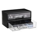 Vtopmart 2 Pack Clear Stackable Storage Drawers, 12.1''W Plastic Organizers Bins for Office Supplies, Ideal for Desk Organization, Black - style: 2pack Wide Black