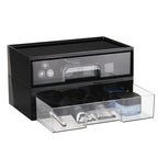 Vtopmart 2 Pack Clear Stackable Storage Drawers, 12.1''W Plastic Organizers Bins for Office Supplies, Ideal for Desk Organization, Black - style: 2pack Wide Black