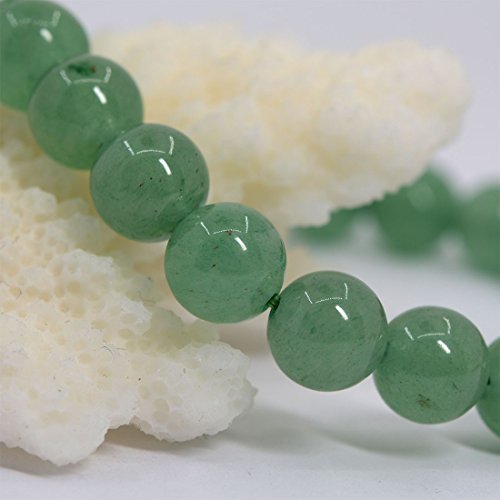 Justinstones Gem Semi Precious Gemstone 8mm Round Beads Stretch Bracelet 7 Inch Unisex - color: Green Aventurine