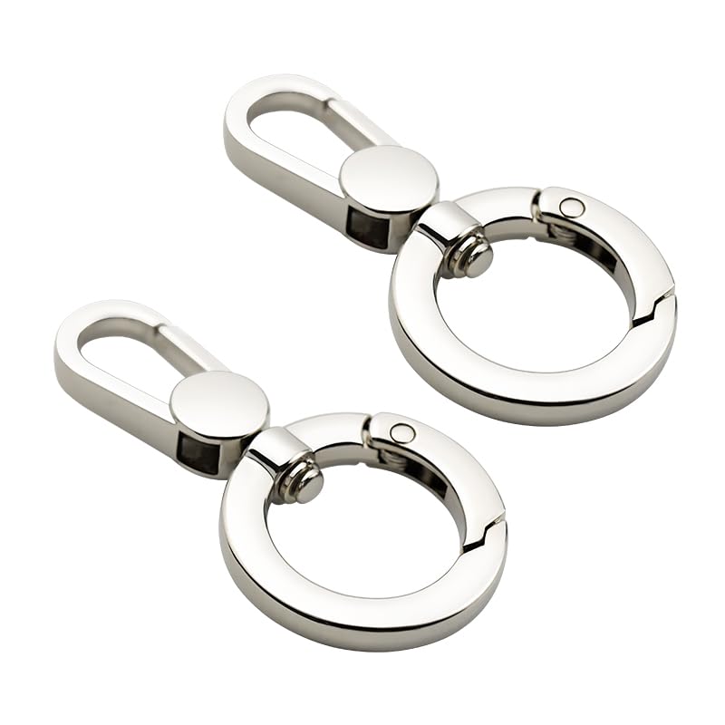 2pcs Double Opening Snap Hooks,Push Gate Snap Hook Metal Swivel Lobster Claw Clasp Purse,Backpack,Bag Strap,Keyring,Phone case (Silver) - color: Silver