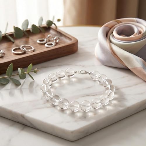 60pcs Clear Quartz Stone Beads，6mm Healing Power Natural Stone Round Loose Beads for Jewelry Making Earring Necklace DIY Crafts - color: Smooth Clear Quartz Stone, size: 6mm 60beads