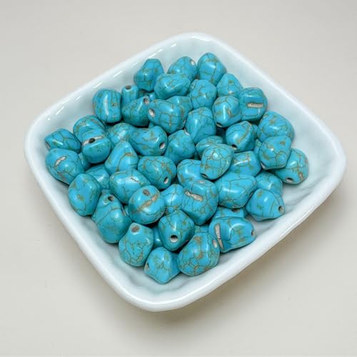 Turquoise Irregular Beads for Bracelet Making - 230pcs 12mm Natural Semi-Precious Gemstone Loose Spacer Beads for Jewelry, Beading, Earrings & DIY Handmade Crafts - color: Turquoise Irregular 12mm