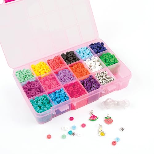 Make It Real Swift Clicks Heishi Bracelet Maker Beads with Storage Case - 3,356 Colorful Beads for Kids Ages 8+ - style: Bead Kit