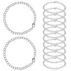 12 Pack DIY Charm Bracelet Chain Silver Chain Bracelets with Lobster Clasps Jewelry Making Bracelets Chains Metal Bracelet Link Chains Crafts Supplies for Women Men