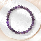Elecrelive Glass Round Beaded Bracelet Set Clay Beaded Bracelets Stretch Bracelets - color: Amethyst-Quartz