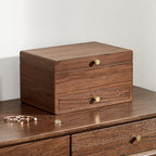 CHOSIN Black Walnut Wooden Jewelry Box for Women, 3 Level Multi-functional Drawer Organizer Box Watch Necklace Ring Earring Storage Mothers Day Gifts for Mom - style: No Mirror