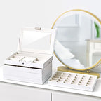 ProCase 5 Layers Stackable Jewelry Tray Box, Stackers Jewelry Trays for Dresser Drawer Storage, Jewelry Organizer Case with Lid -White