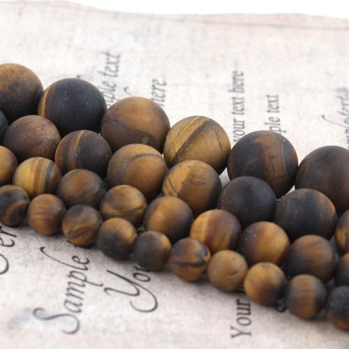 36pcs Natural Matte Tiger Eye Gemstone Beads，10mm Frosted Round Loose Stone Beads for Jewelry Making Earring Bracelet Necklace DIY Crafts - color: tiger eyes, size: 10mm