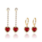 Crystal Zirconia Gold Plated Brass Charms for Jewelry Making Bracelet Necklace Earring Pendant Craft Supplies DIY Accessories - color: HeartA-Red-5Pcs