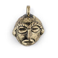TheBeadChest Round African Brass Mask Pendant (21x27mm): Genuine West African Mask Design for DIY Jewelry & Necklaces - color: Brass, size: Extra Small (21x27mm)
