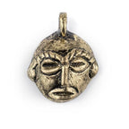 TheBeadChest Round African Brass Mask Pendant (21x27mm): Genuine West African Mask Design for DIY Jewelry & Necklaces - color: Brass, size: Extra Small (21x27mm)