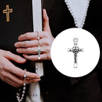 60Pcs/30Sets Rosary Making Kits Supplies Alloy Religion Cross and Center Medal Charms Pendant Oval Chandelier Links for Diy Prayer Necklace Jewelry - color: Antique Silver