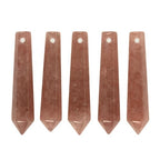 50mm Natural Strawberry Quartz Hexagonal Wand Jewelry Making Crystal Pointed Chakra Reiki Healing Beads 2mm Hole Drilled(Pack of 5) - color: Strawberry Quartz
