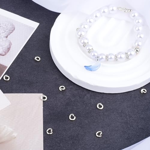 20pcs Split Open End Jump Rings, 18K Copper Plated Locking Circle Clasp Ring, Silver ID 3mm Connector Accessories for Earrings Bracelets Necklaces DIY Crafts Jewelry Making - color: Silver-18K Copper