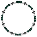 Beaded Baseball Necklace | Adjustable Sports Rope Chain with Baseball Cross Charm - Great Baseball Drip Gift for Players and Fans - color: Green-White-Blk