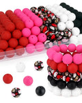 100 Pcs 15mm Silicone Beads for Keychain Making, Pink Red Silicone Beads Bulk Round for Bracelets Pens Crafts Jewelry Making (Pink Red) - color: Pink Red