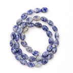 6×8mm Natural Blue Dot Gemstone Loose Beads Flat Oval Healing Crystal Loose Stone Beads for Jewelry Necklace Bracelet Earring Craft - color: Blue Dot