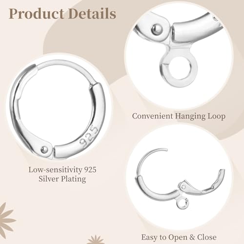 20 Pcs Silver Earring Hooks Small Round Earring Hoops with Loops Jewelry Making Supplies for DIY Dangle Earring Making - color: Silver