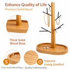 Creative Home Acacia Wood, Metal Tree Holder Stand│ Natural Wood & Black Branch Holder for Mugs, Jewelry & Accessories │ Stylish Kitchen or Vanity Organizer Gift