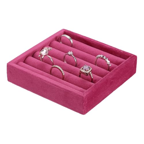 uxcell Stackable Jewelry Storage Tray, Jewelry Tray Drawer Organizer, Small Display Box for Earrings, Necklaces, Rings and Bracelets, Rose Red - color: Rose Red