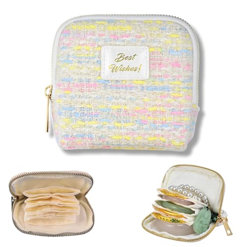 Small Travel Jewelry Case, Soft Velvet Organizer Pouch for Bangles, Bracelets, large Earrings, Beaded necklaces, Anti-Scratch & Portable Jewelry Bag Holder for Daily Use & Gift (Cotton Candy) - color: Cotton Candy