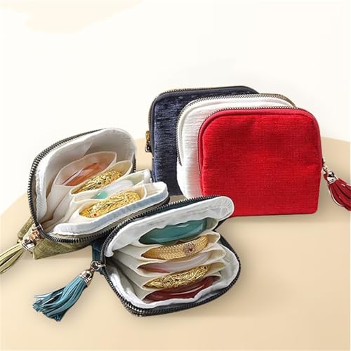 Travel Jewelry Organizer Case, Small Jewelry Pouch Bags with Zipper & Tassel, Travel Jewelry Case for Earrings Necklaces Rings Bracelets Brooches, Travel Gifts for Women - color: White