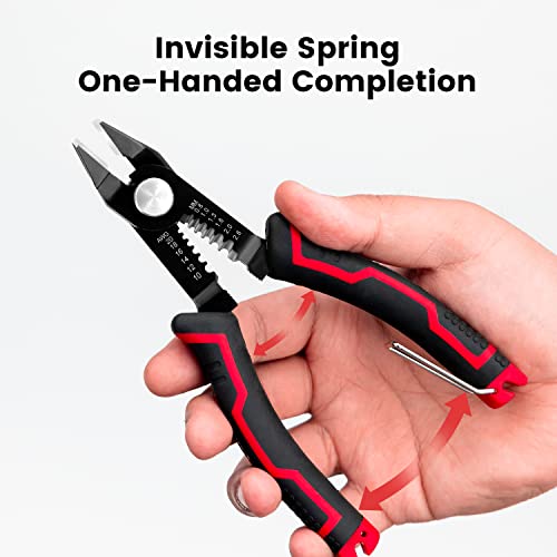 KAIWEETS Wire Cutters 6-Inch Flush cutter with Supplementary Stripping, Cutting Pliers, Handy and Slim Diagonal Cutters, Side Cutting Pliers, Sharp Snip, Safety Lock - color: Kws-112