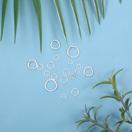 Giantree 20 Pcs 925 Sterling Silver Open Jump Rings, Jewelry Connecting Rings, Sizes 4mm, 5mm, 6mm, 7mm, 9mm, Round Clasps Suitable for DIY Earrings, Necklaces, Bracelets, and Repair Supplies