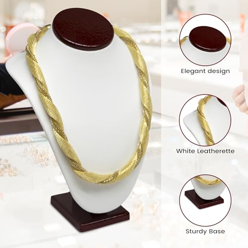 Novel Box Cherrywood/White Stand Jewelry Necklace Display 5.5x3x7.5 Inches - Freestanding Travel Necklace Holder Stand - Necklace Mannequin Organizer Stands - Necklace Displays Small - color: Rosewood/White, size: Small