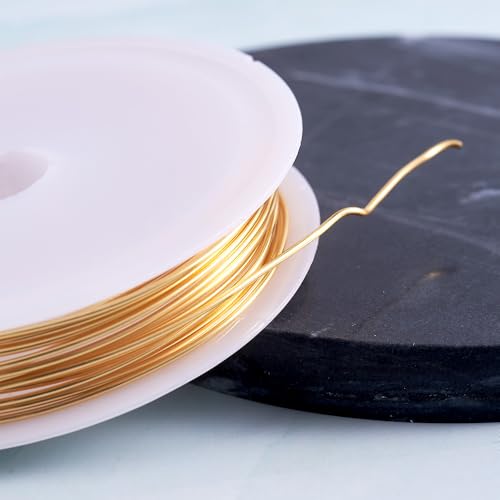 1 Roll 9.84 Feet(3m) 20 Gauge Round Copper Jewelry Bendable Wire Long-Lasting Plated Jewelry Wire Soft Artistic Wires Copper Metal Beading for Jewelry Making Crafts,KC Gold - color: 20 Gauge,KC Gold