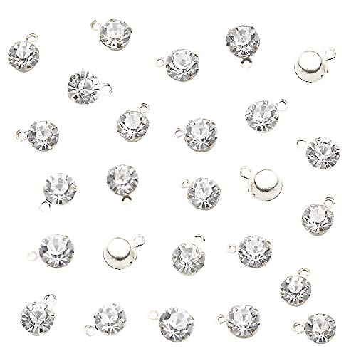 100 Pcs Rhinestone Charm Pendants Birthstone Crystal Women Diamond Dangle Pendant for Earrings Necklace Anklet Bracelet Craftings Crafts DIY Jewelry Making Accessories 0.32" Bright Silver - color: Bright Silver Tone, size: 0.32 inches