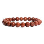 Justinstones 8mm Round Beads Stretch Bracelet 7 Inch Unisex - color: Red Jasper