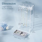 Lolalet Necklace Holder Organizer, Acrylic Jewelry Organizer with 24 Hooks, Rotating Clear Necklaces Display Box, Dust-proof Jewelry Storage Case with Velvet Tray -Clear - color: 2 -Clear
