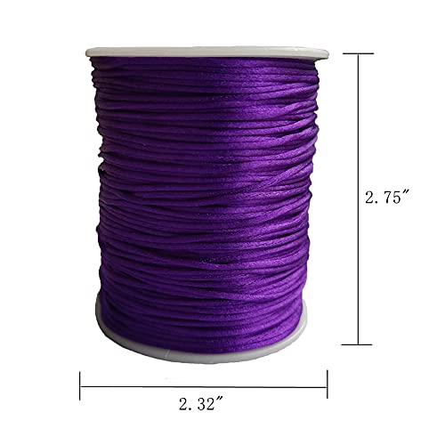 1.5 mm Nylon Satin Cord Thread Beading String for Macrame Bracelets Chinese Knotting,Necklaces,Jewelry Making 109 Yards (Purple) - color: Purple, size: 1.5mm