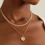 Dremmy Studios Dainty Gold Choker Necklace for Women 14K Gold Plated Coin Disc Figaro Layered Beaded Flat Mariner Sideways Cross Wishbone Link Clavicle Necklaces - style: 3.8mm Flat Chain