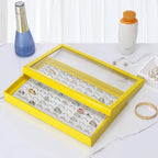 KUKUVR 100 Slots Ring Earring Holder Display Case, Velvet Jewelry Ring Earring Storage Organizer Box Tray with Clear Lid for Women And Selling Show (Yellow) - color: Yellow