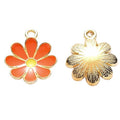 Beadthoven 100pcs Enamel Charms Cherry Blossom Daisy Flower Pendants Gold Plated Small Cute Bulk for Jewelry Making Bracelet Necklace Earrings Keychain DIY Accessories - color: Daisy*-Orange