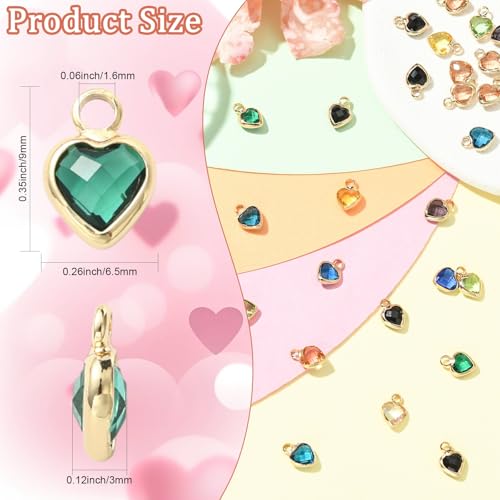 Ipotkitt 50 Pcs Faceted Heart Glass Charms Random Color Crystal Heart Shaped Romantic Valentine Love Charms for DIY Craft Jewelry Making - color: 50pcs-Heart Charms-9x6.5x3mm