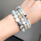 60pcs Natural Matte Amazonite Gemstone Beads，6mm Frosted Round Loose Stone Beads for Jewelry Making Earring Bracelet Necklace DIY Crafts - color: Amazonite, size: 6mm