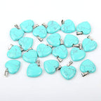 LE SKY 20 Pcs natural stone pendants heart shape healing stone charms for jewelry making - color: blue turquoise