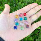 Adabele 5 sets Grade A Mixed Birthstone Charm 10mm Crystal Pendant Drop Bead Sterling Silver Plated (60pcs) For DIY Craft Jewelry Making CCP22 - color: Silver, size: 10mm (39") - 60pcs