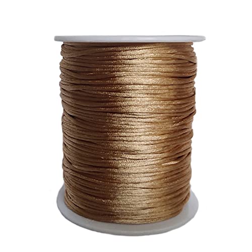 1.5mm Nylon Satin Cord Thread Beading String for Macrame Bracelets Chinese Knotting,Necklaces,Jewelry Making 109 Yards (Khaki) - color: Khaki, size: 1.5mm