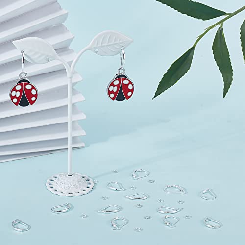 Beebeecraft 1 Box 20Pcs Leverback Earring Findings 925 Sterling Silver Plated French Earring Hooks 15.6x10mm Ear Wire Clip Earring Connector with 20Pcs Open Jump Rings for Jewelry Making - color: Silver