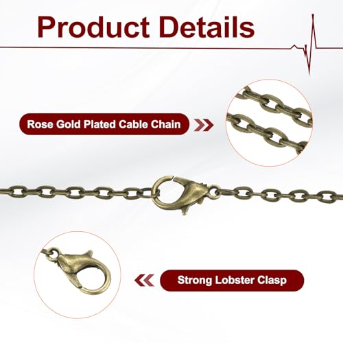 HARFINGTON 20 Pack 18 Inch Necklace Chains Bulk 2mm Bronze Plated Cable Chains with Lobster Clasps for Jewelry Making - color: Bronze, size: 18 Inch x 2mm